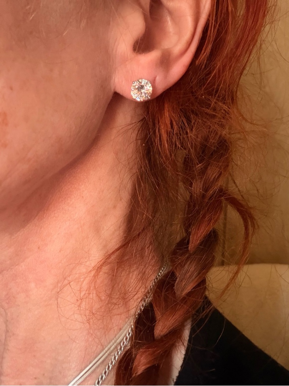 Sterling Silver Classic Round Cut Swarovski Stud Earrings NWOT
